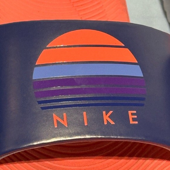 Nike Kawa Sandals Youth Size 5Y Purple Dust Mango Slides - Picture 2 of 6